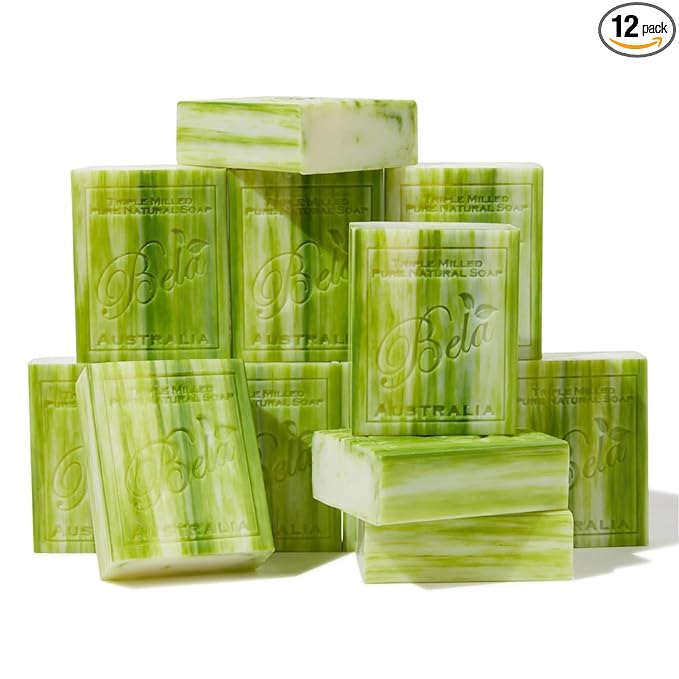 BELA Olive Oil and Cocoa Butter Soap, 3.3 OZ Pack of 12, Long Lasting French by BELAPURENATURALSOAPSANDODORELIMINATINGHOMEFRAGRANCES