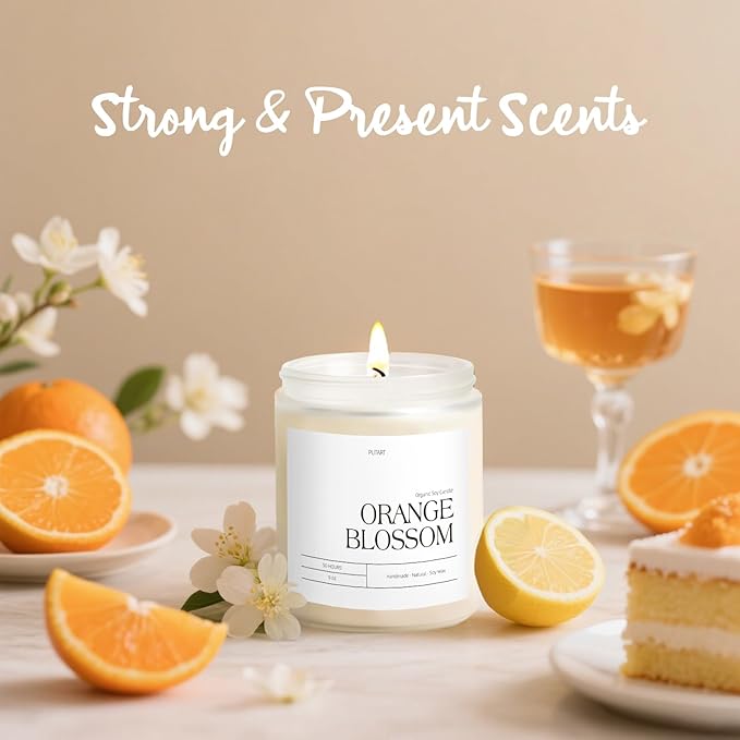 Orange Blossom Candles for Home Scented, Natural Soy Wax Aromatherapy Non Toxic - Image 2