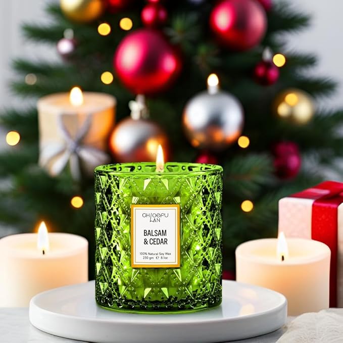 Chloefu LAN Balsam & Cedar Scented Candle Christmas Candles Gift, Christmas - Image 4
