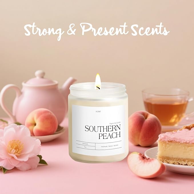 Peach Scented Candles for Home, 9oz Natural Soy Wax Aromatherapy Organic Peach - Image 2