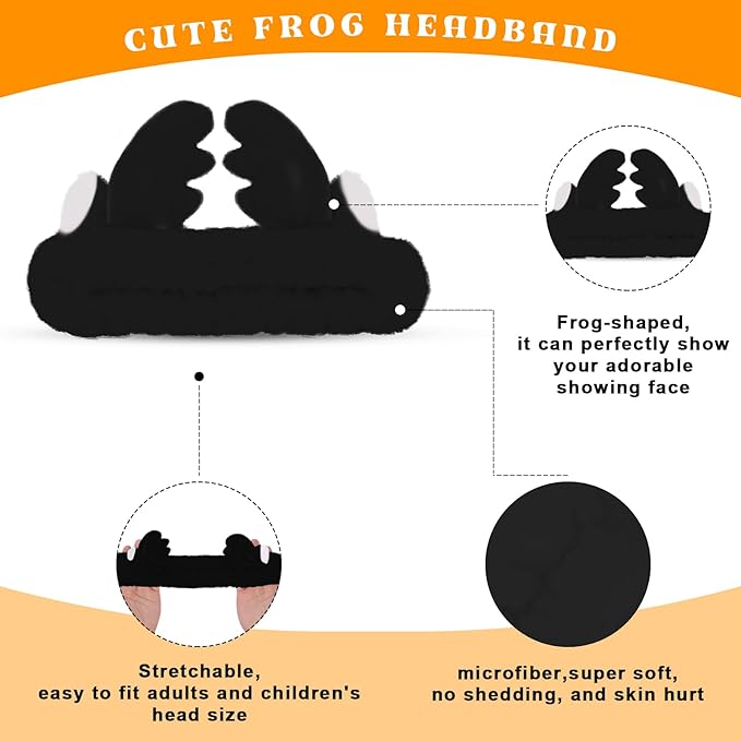 Jowmoy Cute antlers Headband Frog Eye Elastic to Wash Face - Image 3