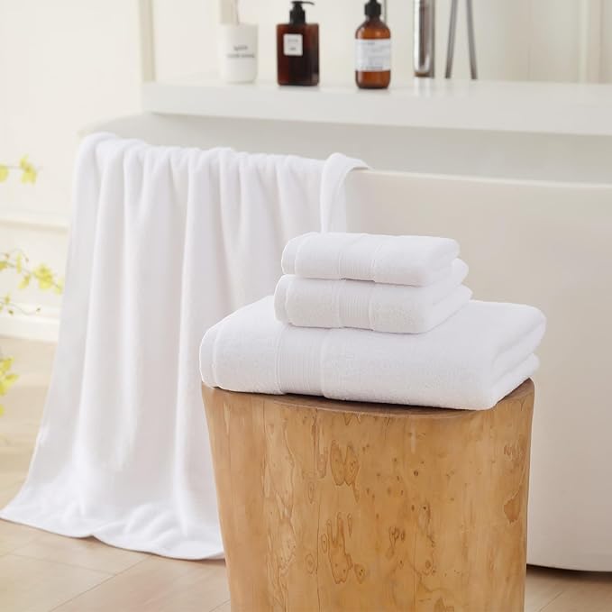 27x55 Bath Towels Set 100 Percent Cotton 650GSM Luxury Super Soft Absorbent - Image 3
