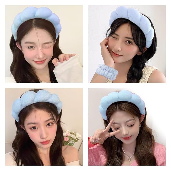 Spa Headbands for Washing Face Wristband Set Sponge Makeup Skincare Headband - Image 4