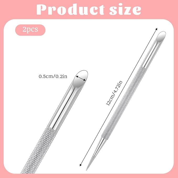 2 PCS Nail Cuticle Pusher Pen, Metal Double Ended Tools - Image 6