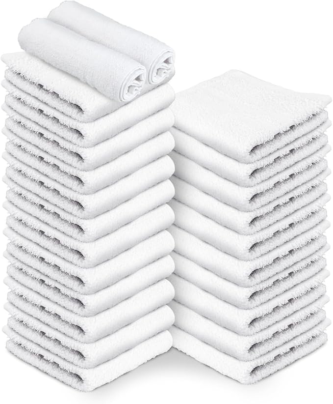 24 Pack White Hand Towels 100% Cotton Spa Towel – 16x27 inches Highly by TOALLA