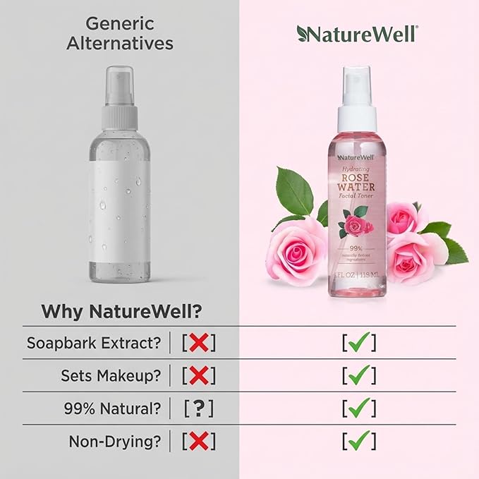 NATURE WELL Rose Water Hydrating Facial Toner Mist - Image 7