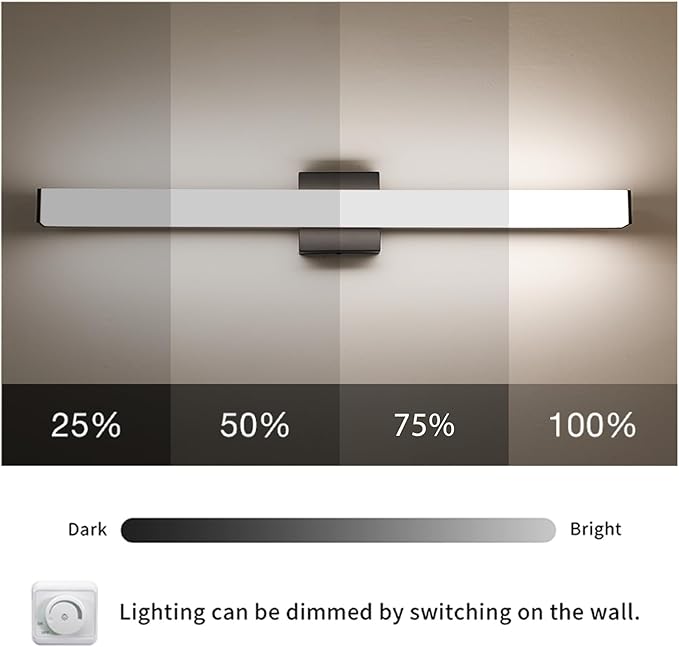 LED Bathroom Vanity Light Fixtures 31.5in Matte Black, Dimmable 24W 4000K - Image 3