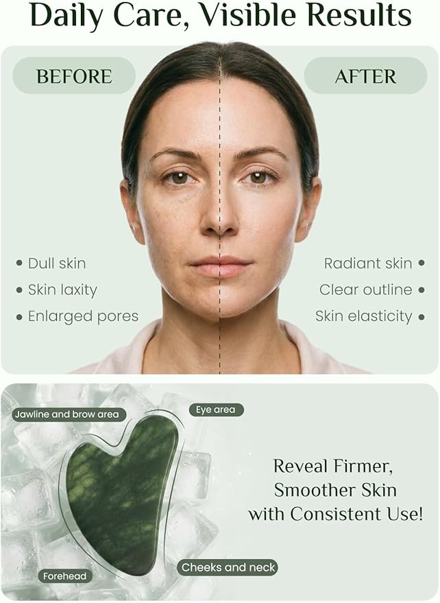 Rena Chris Gua Sha Facial Tools, Natural Jade Stone Guasha Tool - Image 6