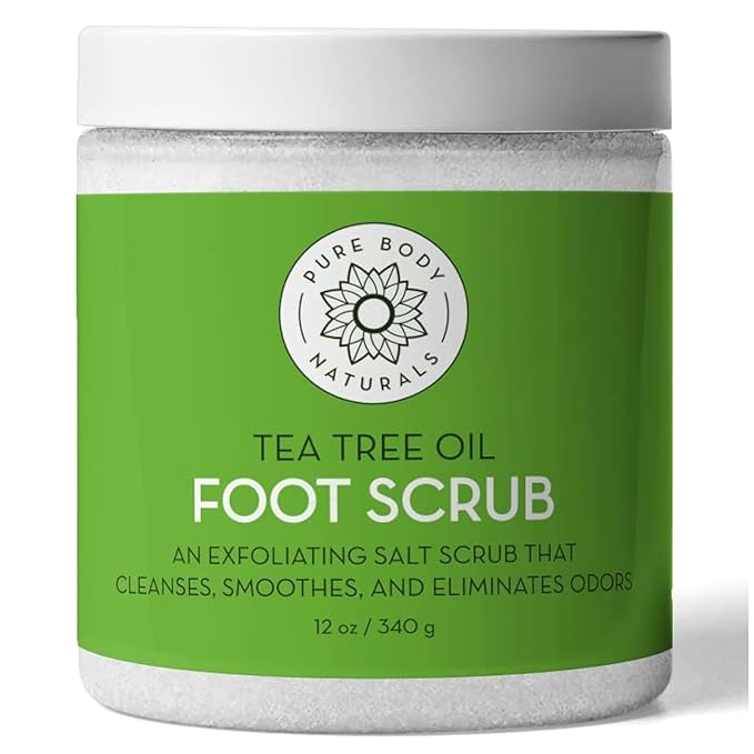 Pure Body Naturals Tea Tree Oil Foot Scrub, 12 ounces by PureBodyNaturals