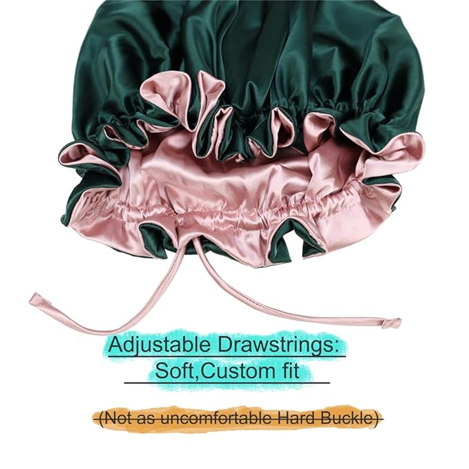 Adjustable Silk Satin Bonnet Hair Care Caps - Image 3