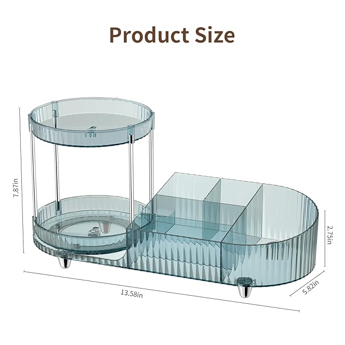 Rotating Makeup Organizer for Vanity, 2 Perfume Trays - Image 7