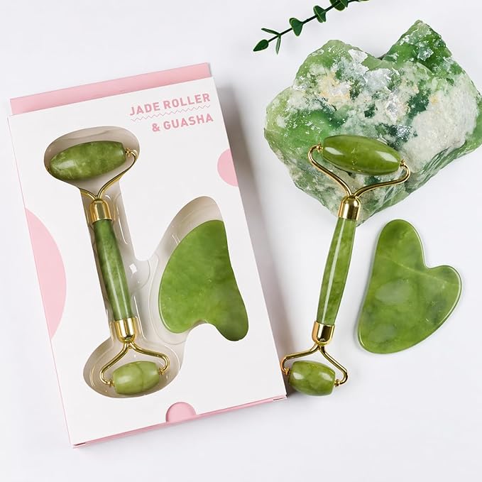 Jade Roller & Gua Sha Set for Face by Unknown