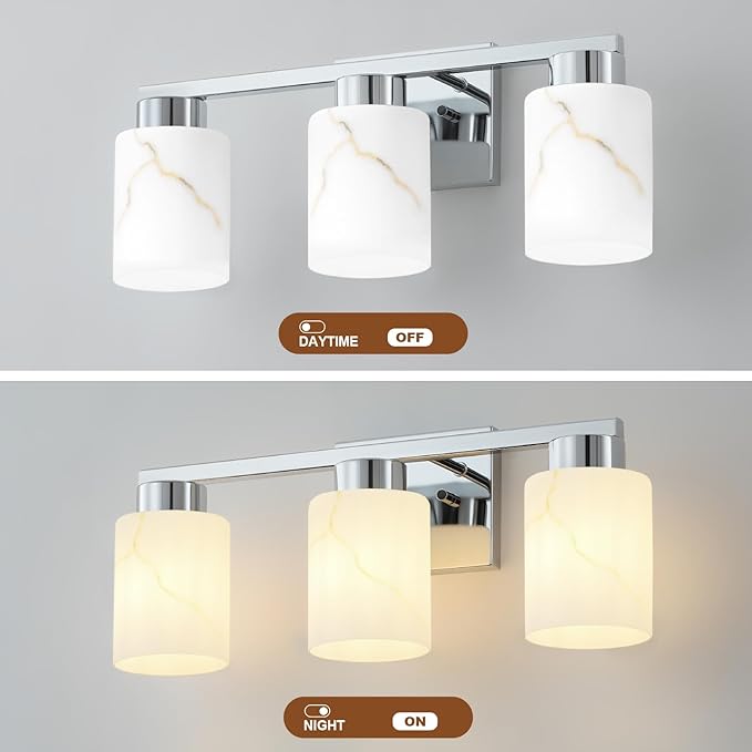 3-Light Bathroom Light Fixtures, Modern Vanity Lights, Chrome Metal Wall Lamp - Image 6