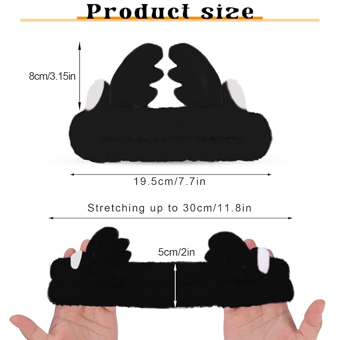 Jowmoy Cute antlers Headband Frog Eye Elastic to Wash Face - Image 2