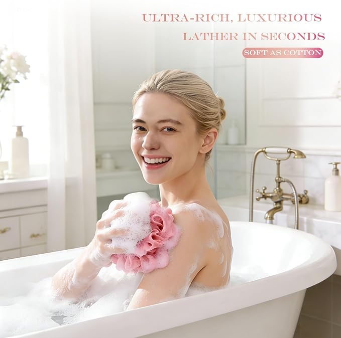 3-Pack Loofah Washcloth Combo 2-in-1, Exfoliating Soap Saver Pouch - Image 4