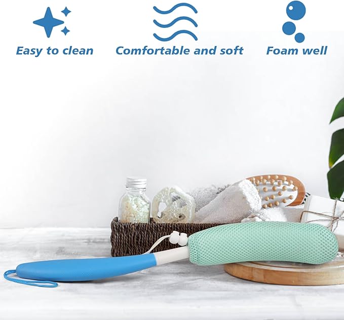 Back Scrubber for Shower，Mesh Sponge Body Shower Brush - Image 8