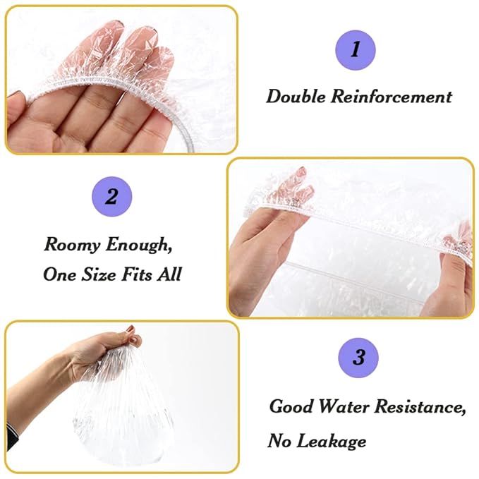 Super Big XXLarge Shower Cap 10 pcs Disposable Plastic Bath Cap Waterproof - Image 3