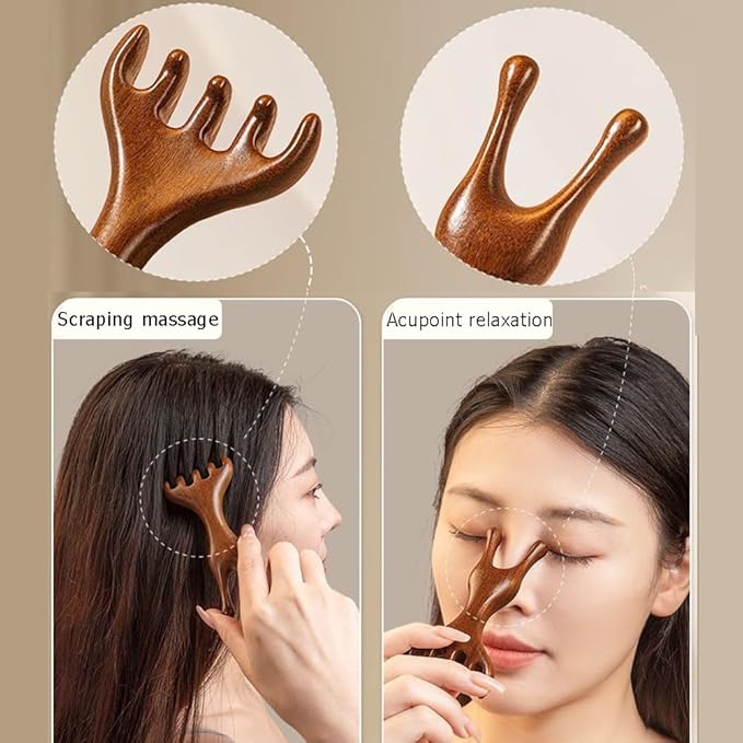 OULIGET Natural Wooden Nose Guasha Massage Tools Anti-Static, Eyes Facial Wood - Image 3