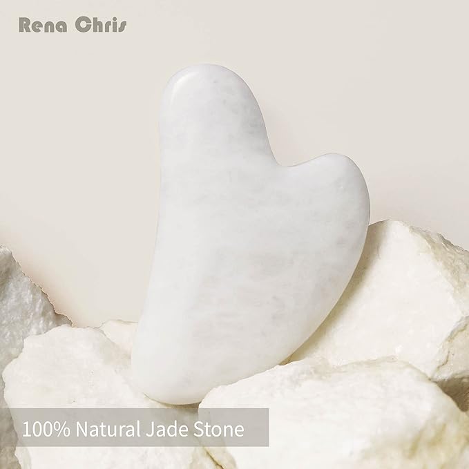 Rena Chris Gua Sha Facial Tools: Natural Jade Stone Guasha Tool - Image 2