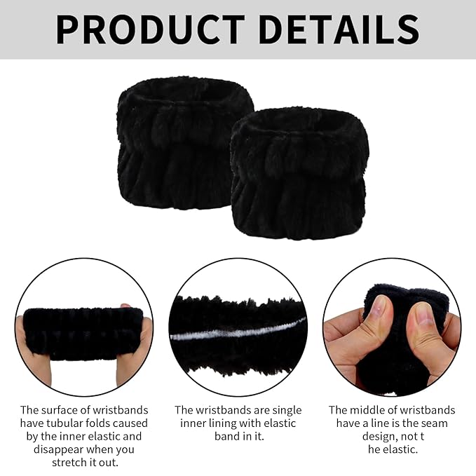 6Pcs Spa Headband and Wristband set, Terry Cloth Skincare Makeup Headbands - Image 6