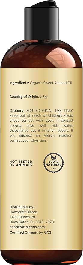 Handcraft Blends Organic Sweet Almond Oil | 100% Pure and Natural | Bath & Body - Image 3