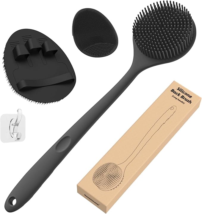 Manmihealth Silicone Back Scrubber & Shower Face Brush Set, Gentle-Cleaning & - Image 2