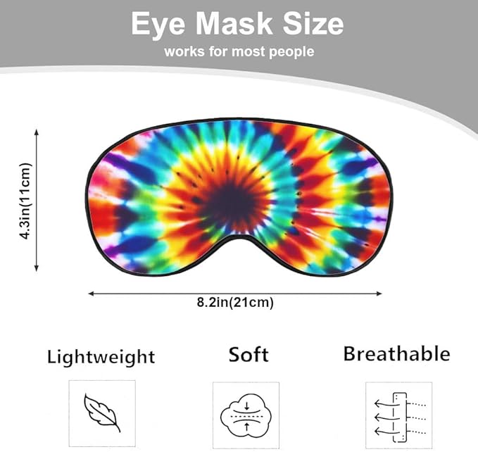 Rainbow Color Eye Mask Sleeping Mask Tie Dye Swirl Sleep Masks Silky Soft Eye - Image 2