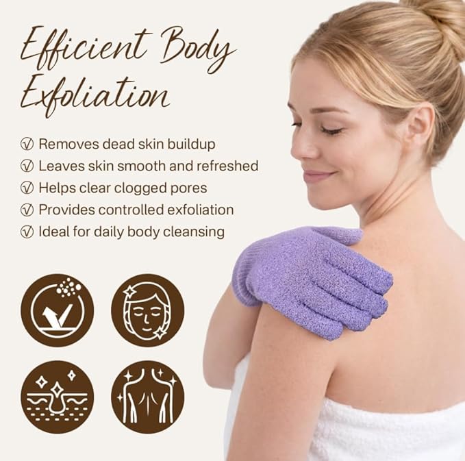 4 Pairs Exfoliating Gloves for Shower, Shower Gloves, Body Scrubber, Korean - Image 4