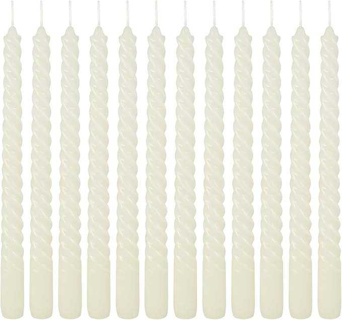 WPONSZU 10 Inch Ivory Spiral Taper Candle Set of 12 Pack Unscented Dripless - Image 9