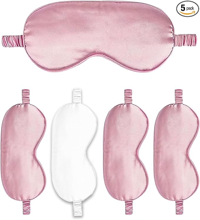 Sleep Masks 5PACK Silk Eyes Cover Satin Eye Mask Silky Blackout Soft Blindfold by WJingYiJia
