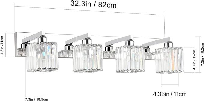 Aipsun Bathroom Light Fixtures Crystal Modern Vanity Lighting Fixtures 4 Light - Image 6