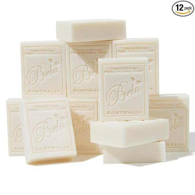 BELA Extra Creamy Goat Milk Soap 3.3 OZ Pack of 12, Long Lasting French Triple by BELAPURENATURALSOAPSANDODORELIMINATINGHOMEFRAGRANCES