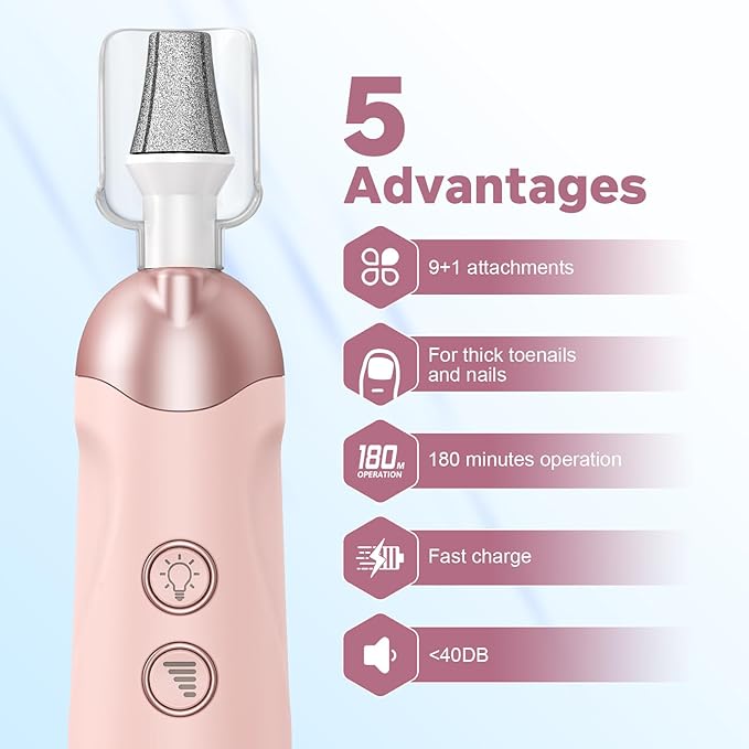 AOMEES Electric Nail File Set, Rechargeable Professional Manicure Pedicure Kit - Image 2