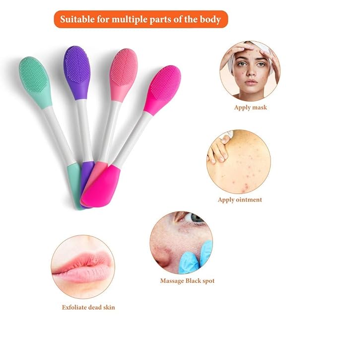 Silicone Brushes, Double-Ended Silicone Face Mask Brush, Facial Cleansing Brush - Image 3