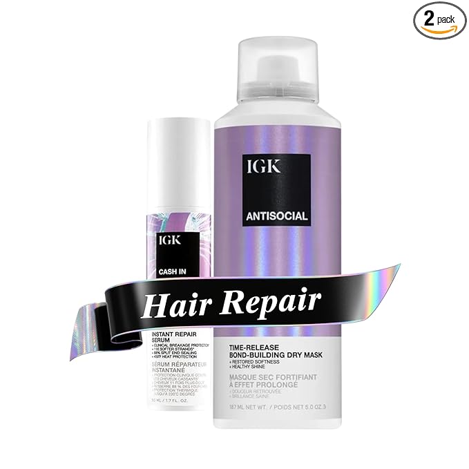IGK Bond-Building Repair Set | ANTISOCIAL Bond-Building Dry Hair Mask + CASH IN by IGK