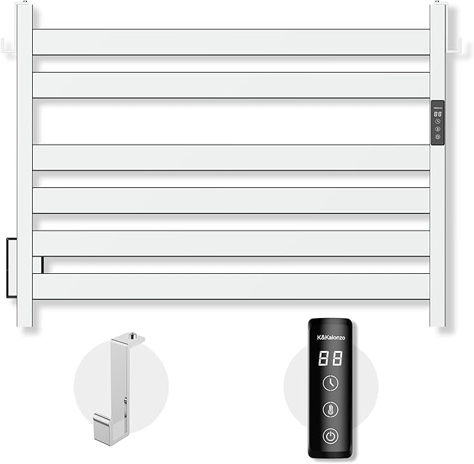 K&KALONZO Towel Warmer for Bathroom, Wall-Mounted 6-Bar Heated Towel Rack by KKALONZO