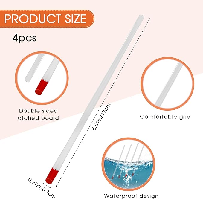 17cm Rubber Cuticle Pusher Cleaner, 4 Pieces Red Hard Rubber End Tipped Nail - Image 2