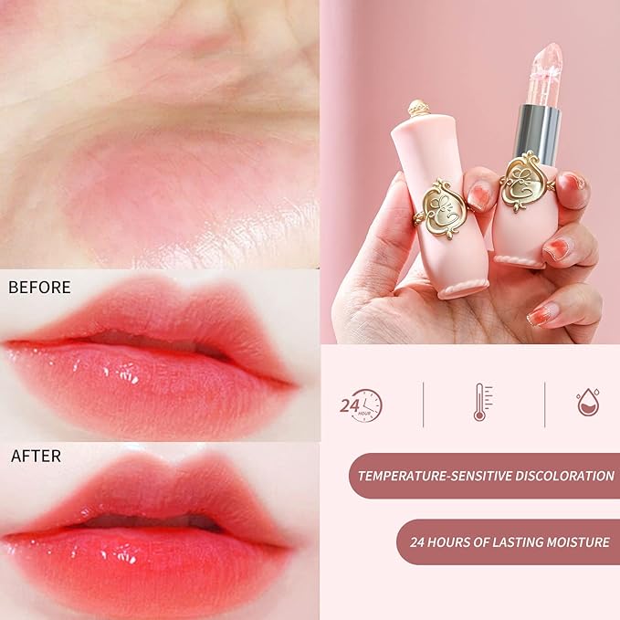 BestLand 6 Pcs/Set Flower Jelly Lipstick Set Temperature Change Moisturizer - Image 2