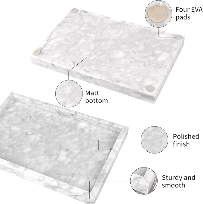 Marble Bathroom Vanity Tray, Natural Luxury Vanity Home Kitchen Bathroom Table - Image 3