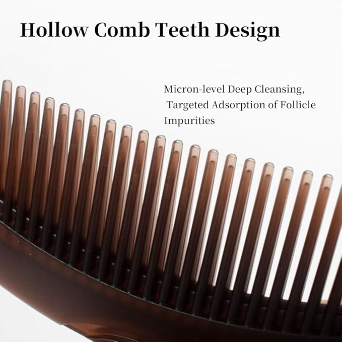Dandruff Comb with Self-Cleaning Hollow Teeth & Massage Handle - Image 2