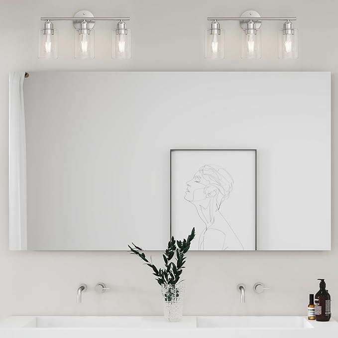 Espird Bathroom Vanity Light Fixtures Brushed Nickel, 3 Lights Bathroom Over - Image 8