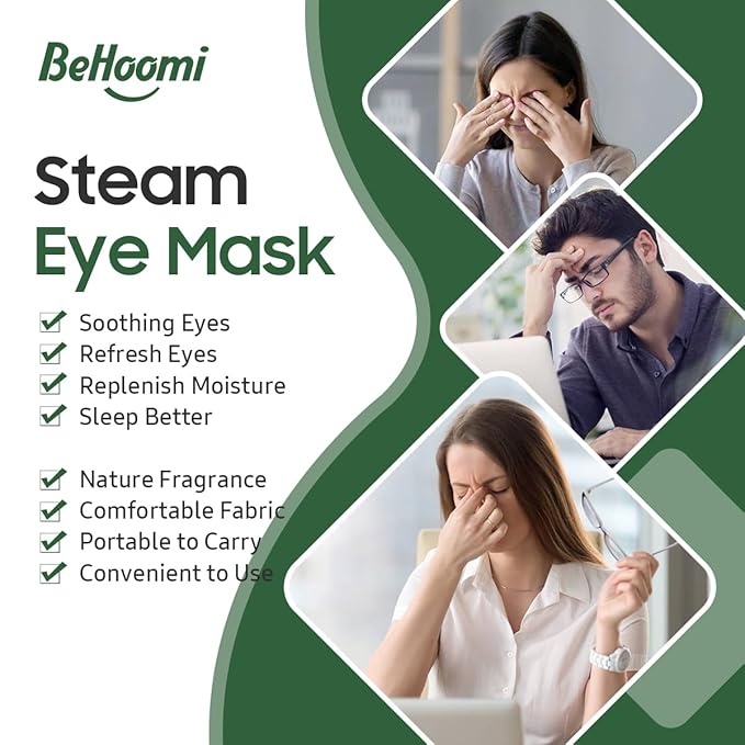 BeHoomi Steam Eye Mask, Self Heating Disposable SPA Warm Compress - Image 3