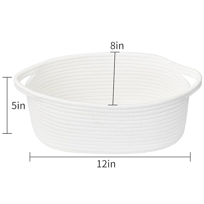 ABenkle Small Basket with Handles, Boho Decorative Rope Woven Dog Cat Toy - Image 2