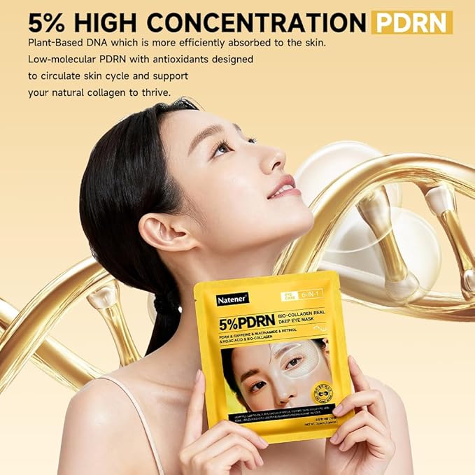 8 Pairs 5% PDRN Under Eye Patches, 6-in-1 Bio-Collagen 360° Eye Patches - Image 5