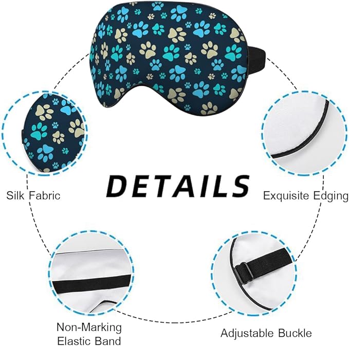Dog Footprint Sleep Mask Eye Mask Dog Paws Cute Footstep Animal Blue Green - Image 3
