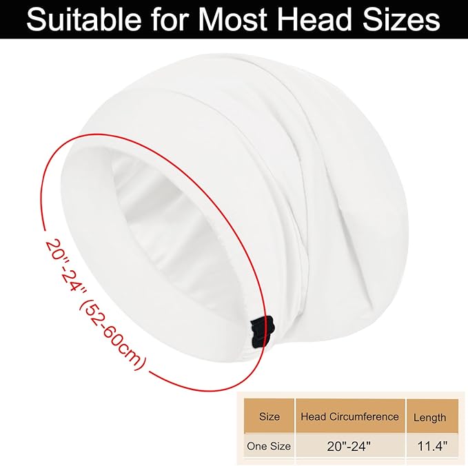Sleep Cap Bonnet for Sleeping, Adjustable Cooling Ice Silk Lined Hair Bonnets - Image 5