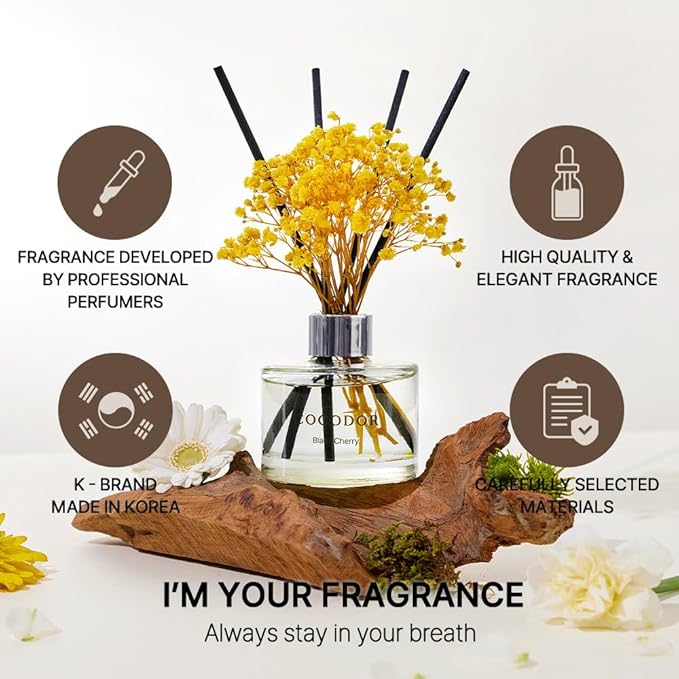 COCODOR Flower Reed Diffuser Set / 6.7oz / Cashmere Vanilla/Scent Diffuser - Image 2