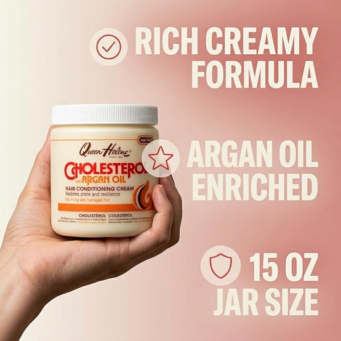 QUEEN HELENE Cholesterol Hair Conditioning Creme Argan Oil, 15 oz | Deep - Image 7
