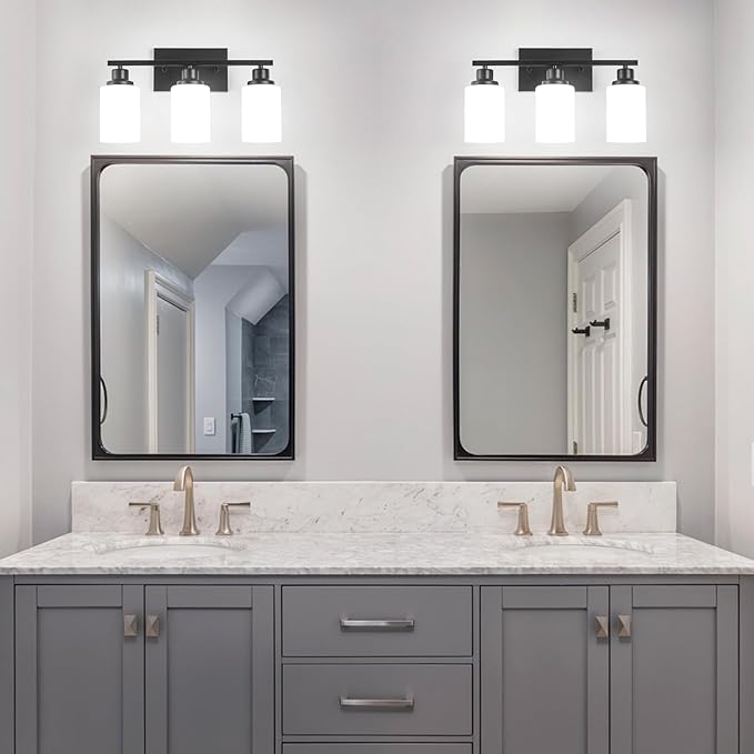 3-Light Black Bathroom Light Fixture Over Mirror, Modern Farmhouse Vanity Light - Image 4