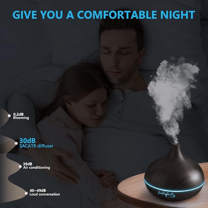SACATR 550ml Oil Diffuser with 30x5 mL Essential Oils, Ultrasonic Technology - Image 6